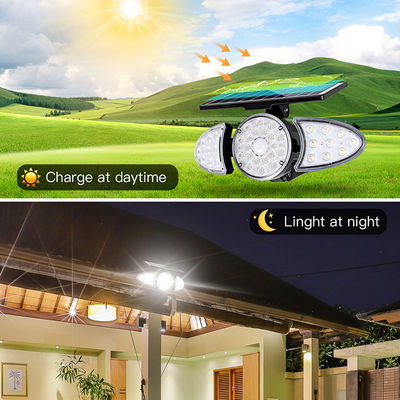 چراغ دیواری سنسور خورشیدی LED سه سر 100-400LM 38PCS برای مسیر
