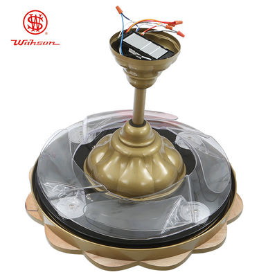 آباژور اکریلیک 150lm/W پنکه سقفی جمع شونده طلایی نور سفید گرم
