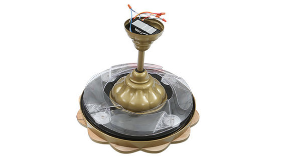 آباژور اکریلیک 150lm/W پنکه سقفی جمع شونده طلایی نور سفید گرم