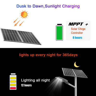 نصب قطب 18 ولت چراغ خیابانی LED خورشیدی LED 14000lm 30W 80W