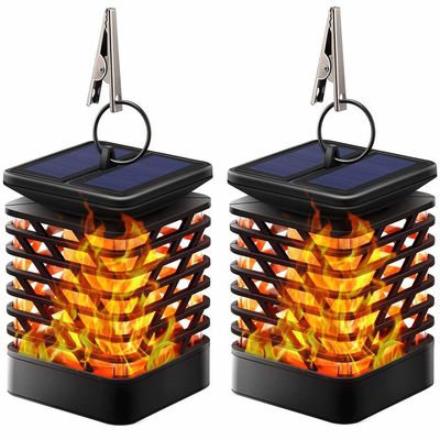40LM فانوس های آویز در فضای باز با انرژی خورشیدی 3500K چراغ های خورشیدی شعله رقصنده