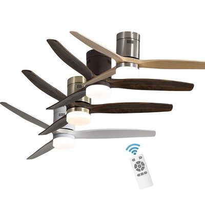 چراغ پنکه سقفی چوبی واقعی 3000-5000K سبک اروپایی Loft 90lm/w بدون صدا