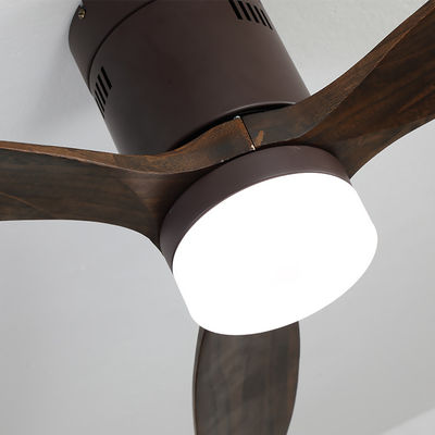 چراغ پنکه سقفی چوبی واقعی 3000-5000K سبک اروپایی Loft 90lm/w بدون صدا