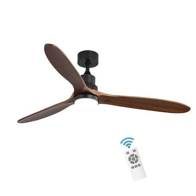 کنترل از راه دور داخلی 1500LM چراغ فن سقفی چوب جامد 120V 3000-5000K