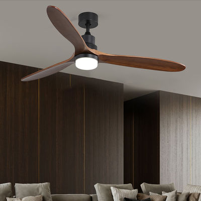 کنترل از راه دور داخلی 1500LM چراغ فن سقفی چوب جامد 120V 3000-5000K