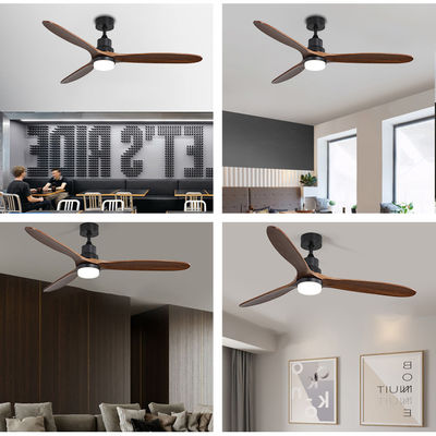 کنترل از راه دور داخلی 1500LM چراغ فن سقفی چوب جامد 120V 3000-5000K