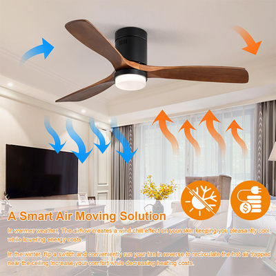 فن سقفی تیغه چوبی 65 وات 90lm/w 120v فن سقفی سبک صنعتی
