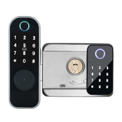 قفل اثر انگشت دو طرفه Ttlock Tuya APP برای دروازه آهنی نقره ای مشکی