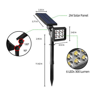 IP65 3.7V 2200MAH LED Solar Landscape Light چراغ مسیر خورشیدی 300 لومن